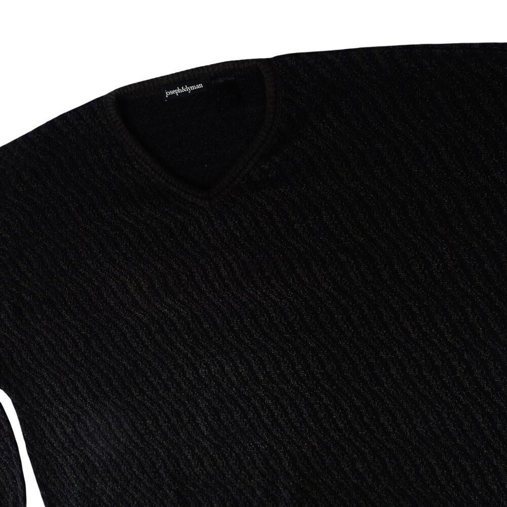 Joseph & Lyman Wool Blend Ribbed Knit V-Neck Brown Sweater Men's Large